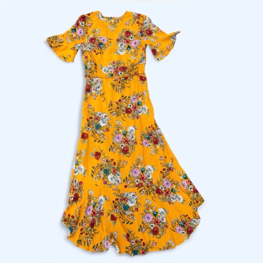 Bleuh Ciel Yellow Floral High Low Dress - Picture 4 of 6